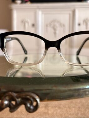 Roberto Cavalli Moyenne Black to Clear Ombre Rectangular Eyeglass Frames